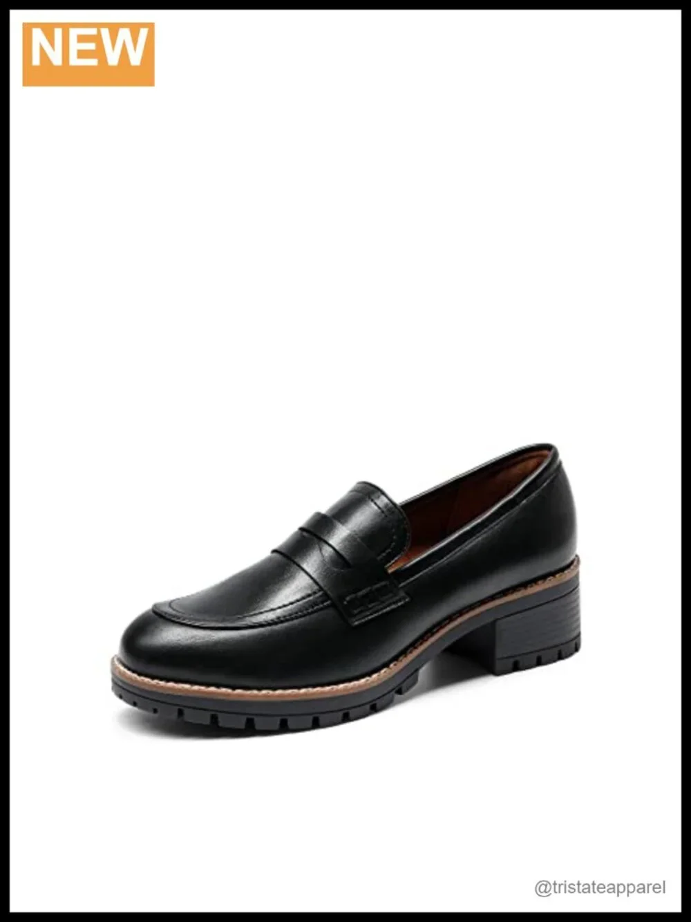 Platform Chunky Heeled Loafers with Breathable Lining, Slip-On Design